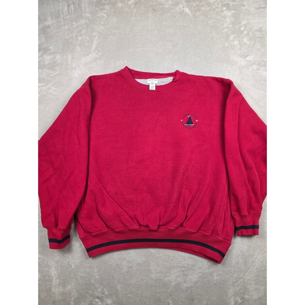 Vintage Cuffy's Sweatshirt Mens 3XL Red Cape Cod Massachusetts Sailboat Crewneck